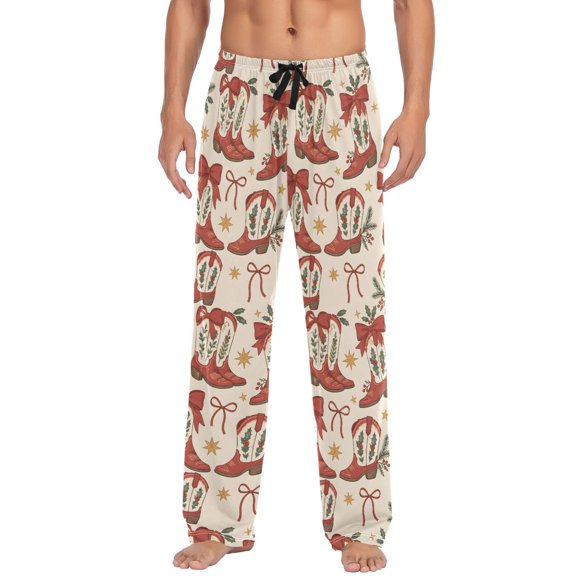 Seam Cowboy Boots Men's Pajama Pants Lightweight Pjs Bottoms Sleepwear Bottom Pants with Pocket Drawstring