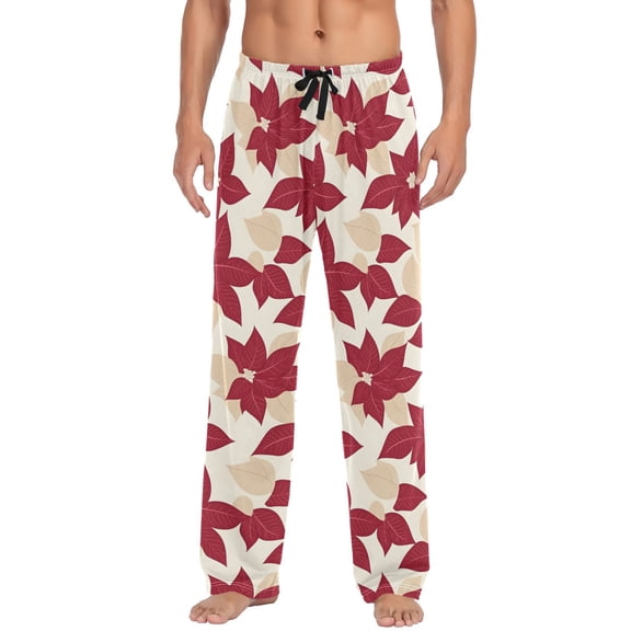 Seam Red Beige Men's Pajama Pants Lightweight Pjs Bottoms Sleepwear Bottom Pants with Pocket Drawstring
