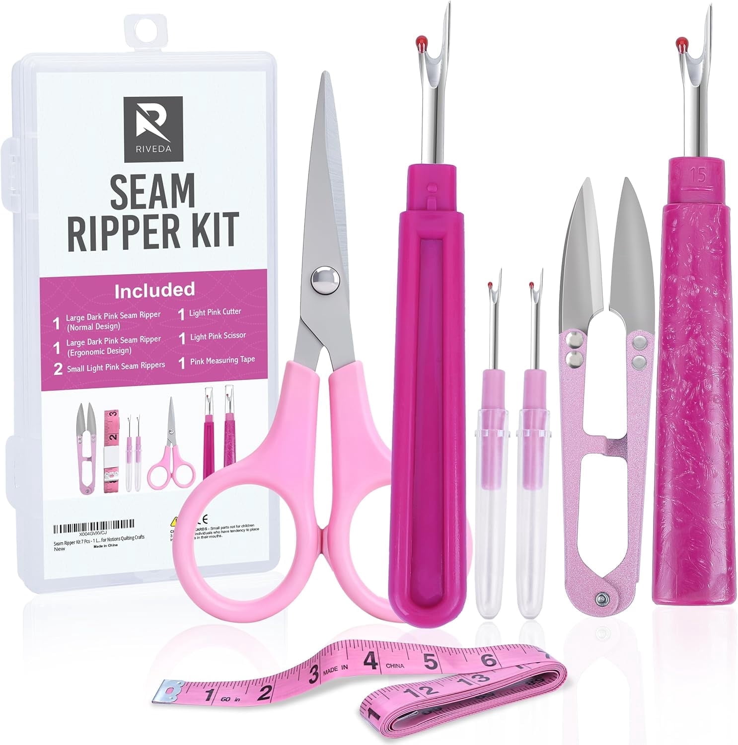 Seam Ripper Cutter Plastic Seam Ripper Fabric Ripper Kit 7 Pcs - 1 Large, 1 Ergonomic, 2 ...