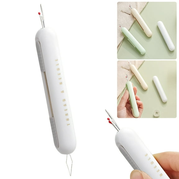 Seam Ripper Needle Threader Seam Ripper 2 in 1 for Sewing Clothes (White)