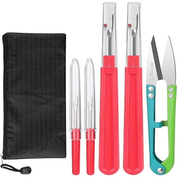 Seam Ripper, Sewing Stitch Ripper and Thread Remover Tool Kit, 2Big+2Small Thread Cutter and 1 Thread Snips (Red)