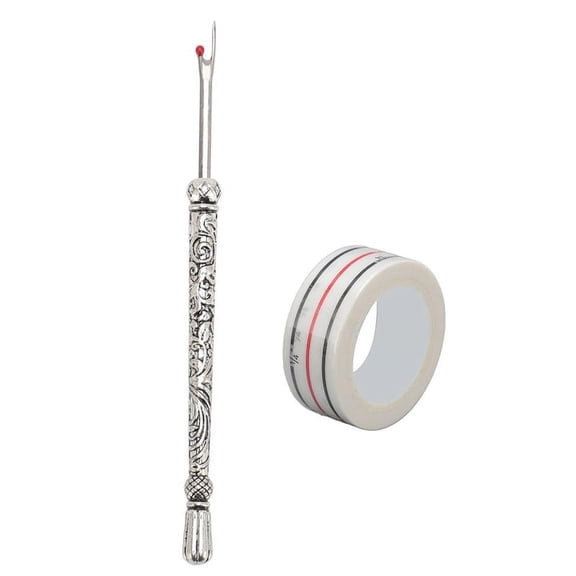 Seam Ripper and Thread Remover Kit, Sewing Tool Set with Positioning Tap for Crafting, Silver
