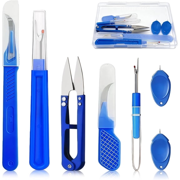 Seam Rippers for Sewing, 2 Big and 2 Small Stitch Remover Tools, with Automatic Needle Threaders, Thread Ripper with Thread Snips for Fabric, Quilting, Dressmaking