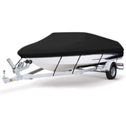 Seamander 420 Denier Heavy duty Waterproof Boat Cover, Fits boats 19'-20'L x 96"W, V-Hull Fishing Ski Boat Pro Bass Inboard Outboard Trailerable Boat Covers , Black