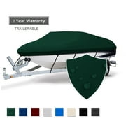 Seamander 600 Denier Heavy duty Waterproof Boat Cover, Fits boats 23'-24'L x 102"W, V-Hull Fishing Ski Boat Pro Bass Inboard Outboard Trailerable Boat Covers , Forest Green