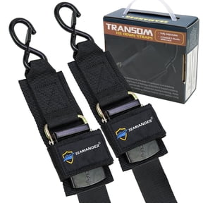 Seamander Adjustable Transom Tie Down Straps for Boating, Jetski, PWC Trailer, UV Treated, 2 Pack, 2 inch x 48 inch
