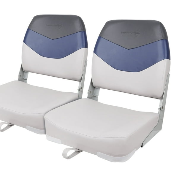 Seamander Fishing Boat Seats, Grey/Navy/Dark Grey, Folding Seats, 2 Count