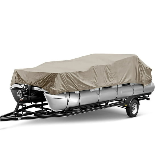 Seamander Heavy Duty Waterproof Trailerable Pontoon Boat Cover,color Beige