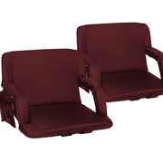Seamander Reclining Lightweight Stadium Chair with Armrests & Adjustable Straps, Burgundy, 2 Seats