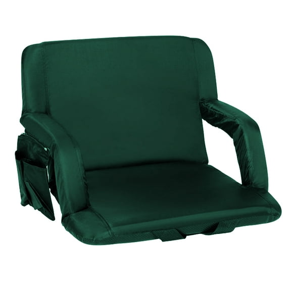 Seamander Folding Portable Stadium Chair with Reclining Seats, Steel Frame, Canvas, Foam, Forest Green