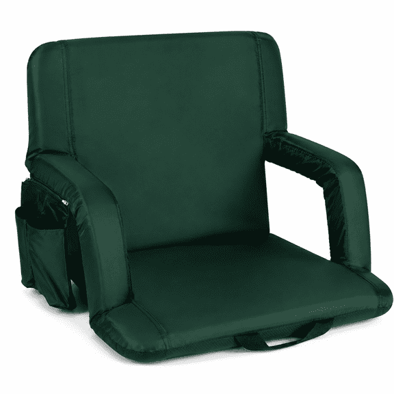 Seamander Folding Portable Stadium Chair with Reclining Seats, Steel Frame, Canvas, Foam, Forest Green