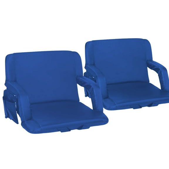 Seamander Large Size Foldable Stadium Chair for Bleacher Padded Back Support,Pacific Blue, 2 seats