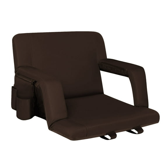 Seamander Large Size Foldable Stadium Seat Chair for Bleacher Padded Back Support with 6 Reclining Positions, Brown