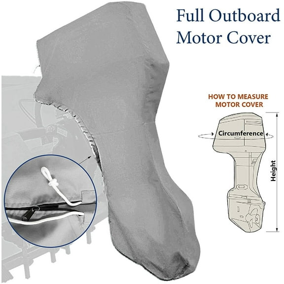Seamander Outboard Motor Cover, Engines Cover Waterproof FULL Motor Cover, Gray