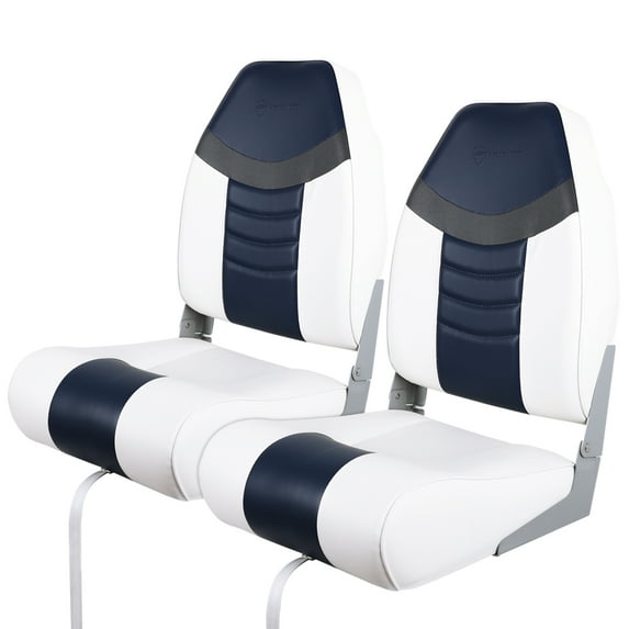 Seamander Premium White High Back Folding Boat Seat, 2 Count
