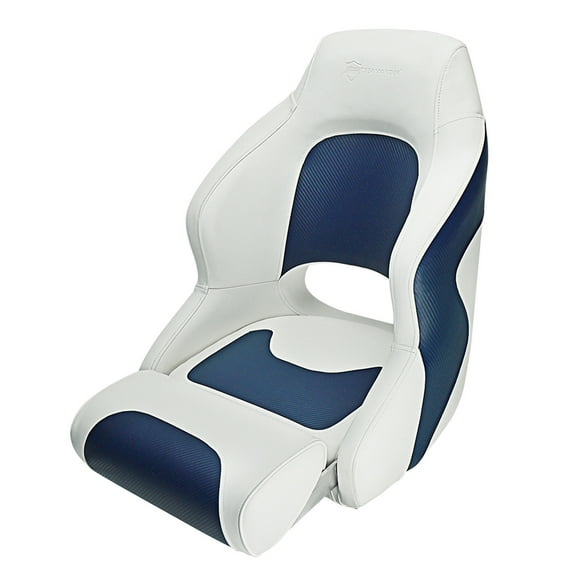 Seamander S1043 Series White/Navy Blue Bucket Seat