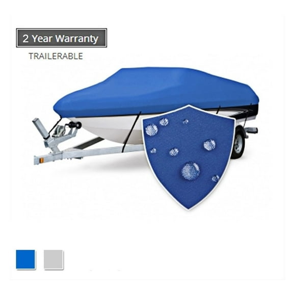 Seamander V-Hull Pro Bass Waterproof Boat Cover, 600 Denier Heavy Duty, Fits 12'-14'L Boats, Trailerable, Blue