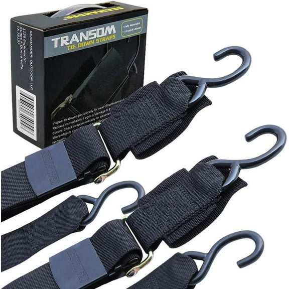 Seamander Velcro Marine Boat Trailer 2 In. Transom Tie-Down Straps, 2-Pack