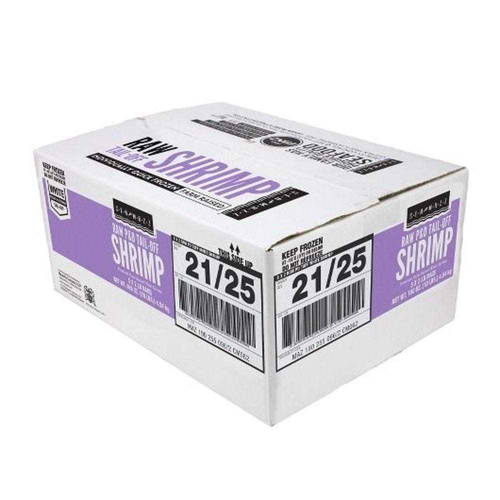 Seamazz Peeled & Deveined 21-25 Raw Tail Off White Shrimp, 2 Pound