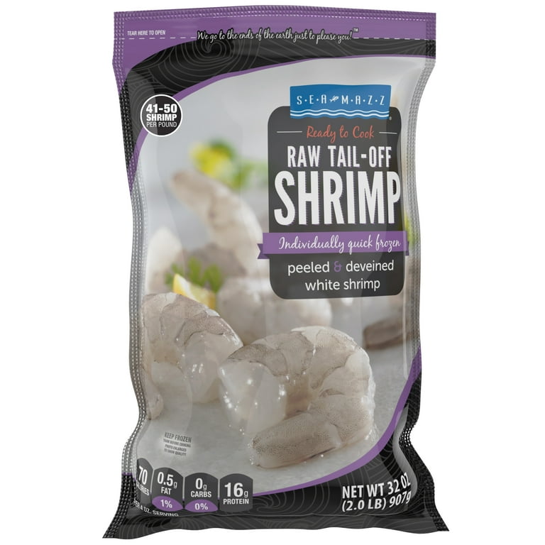 Seamazz 41/50 Peeled and Deveined Tail Off Raw White Shrimp