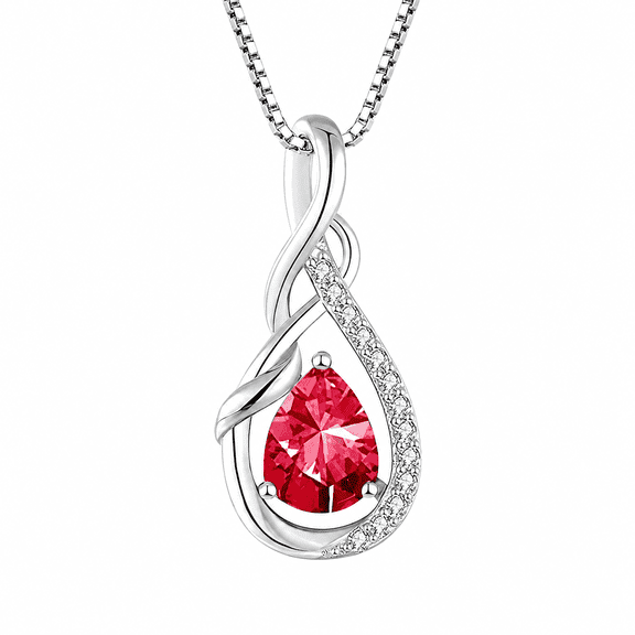Seamido 925 Sterling Silver Infinity Teardrop July Birthstone Necklace for Women, 18k White Gold Plated