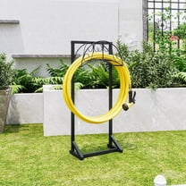 Seamika Garden Hose Holder Freestanding Hose Holder Heavy Duty Metal Hose Reel Stand Water Hose rack For Outside,Black