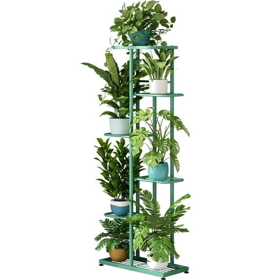 Seamika Plant Stand 6 Tier Indoor,Metal Plant Shelf Corner Plants Stands,Narrow Flower Stand Pot Holder for Patio Garden Balcony Living Room,Lightgreen