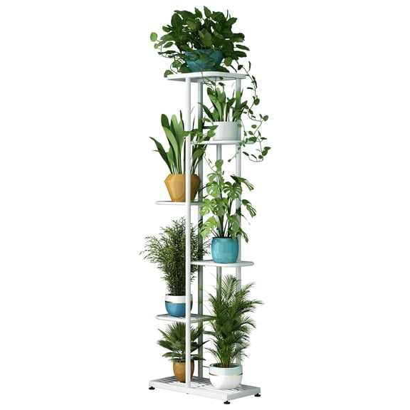 Suoernuo Plant Stand 6 Tier Indoor,Metal Plant Shelf Corner Plants Stands,Narrow Flower Stand Pot Holder for Patio Garden Balcony Living Room,White