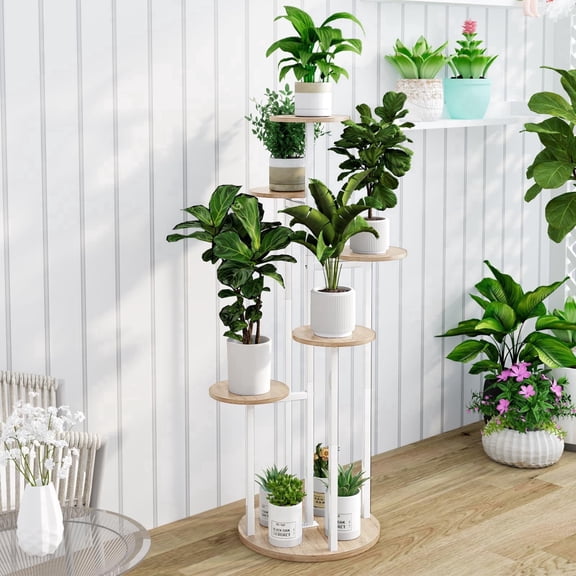 Seamika Plant Stand Indoor 6 Tier 9 Potted Multiple Flower Pot Holder for Patio Garden Balcony Living Room Corner