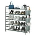 thumbnail image 1 of Seamika 5 Tier Shoe Rack Organizer Metal Shoe Storage Holds up to 18 Pairs Free Standing Shoe Shelf with Side Bag for Entryway Closet,Black, 1 of 8