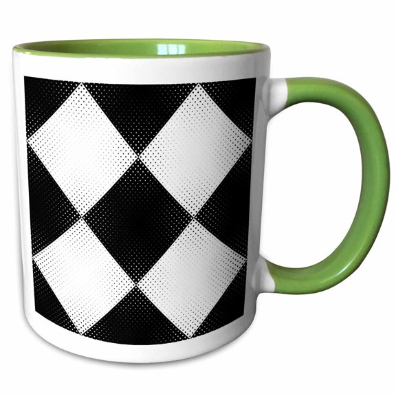 3drose, Seamless Abstract Black and White Geometrical Dot Pattern Background, 11oz Two-tone Green Mug