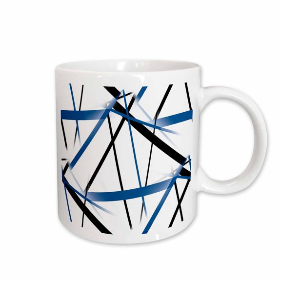 3drose, Seamless Abstract Mint and Black Strips Cut Out Pattern, 11oz Mug
