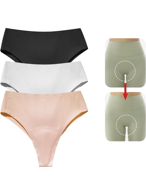 Seamless Anti-Wedgie Thong for Women, Invisible No Camel Toe Underwear, Comfortable Front Coverage Protective Intimates