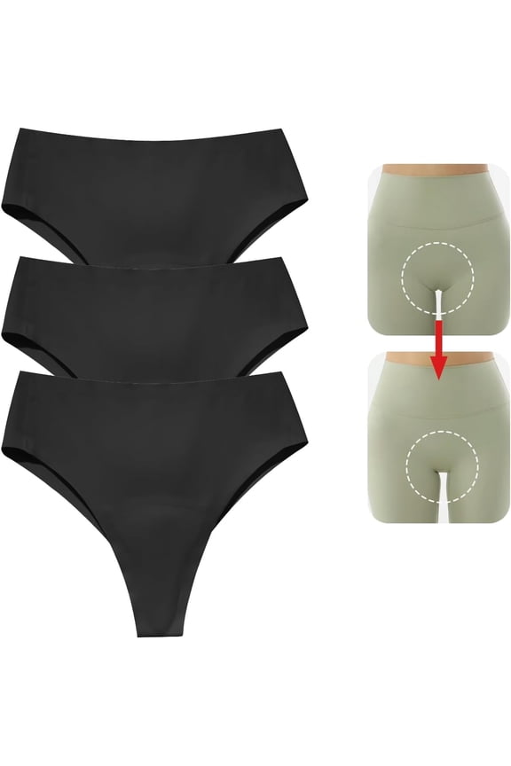 Seamless Anti-Wedgie Thong for Women, Invisible No Camel Toe Underwear, Comfortable Front Coverage Protective Intimates