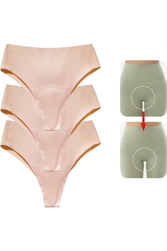 Seamless Anti-Wedgie Thong for Women, Invisible No Camel Toe Underwear, Comfortable Front Coverage Protective Intimates