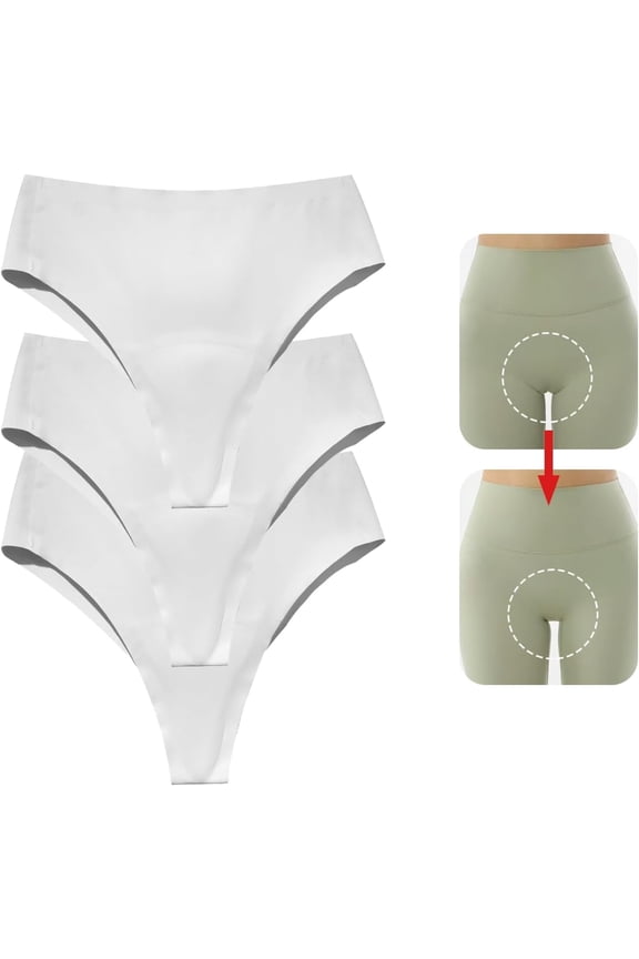 Seamless Anti-Wedgie Thong for Women, Invisible No Camel Toe Underwear, Comfortable Front Coverage Protective Intimates