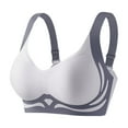 thumbnail image 1 of Seamless Athletic Wirefree Bra Smoothing Bra Womens Wireless Push up Underwear Bras Full Cover Sports Bralette Soft Comfy Brassiere Athletic Bras for Women Running Light Blue XXL, 1 of 4