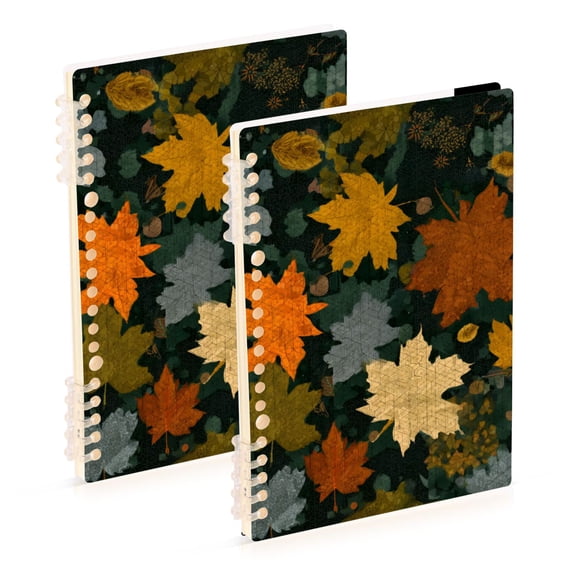 Seamless Autumn Falling Maple Leaves Notebook Detachable Coil Notebook Diary Plan Book A5 Size 60 Pages 1 Pack