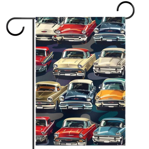 Seamless Background of Cute Cars Welcome Garden Flags, 12 x 18 Inch Double Sided Outdoor Yard Flags Waterproof For Home Outside Patio Lawn Porch