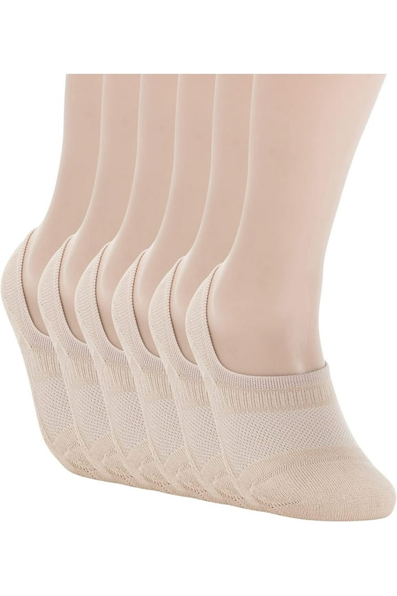 Seamless Ball Cushion No Show Socks Women 6 Pack Cotton Footies Size S M L