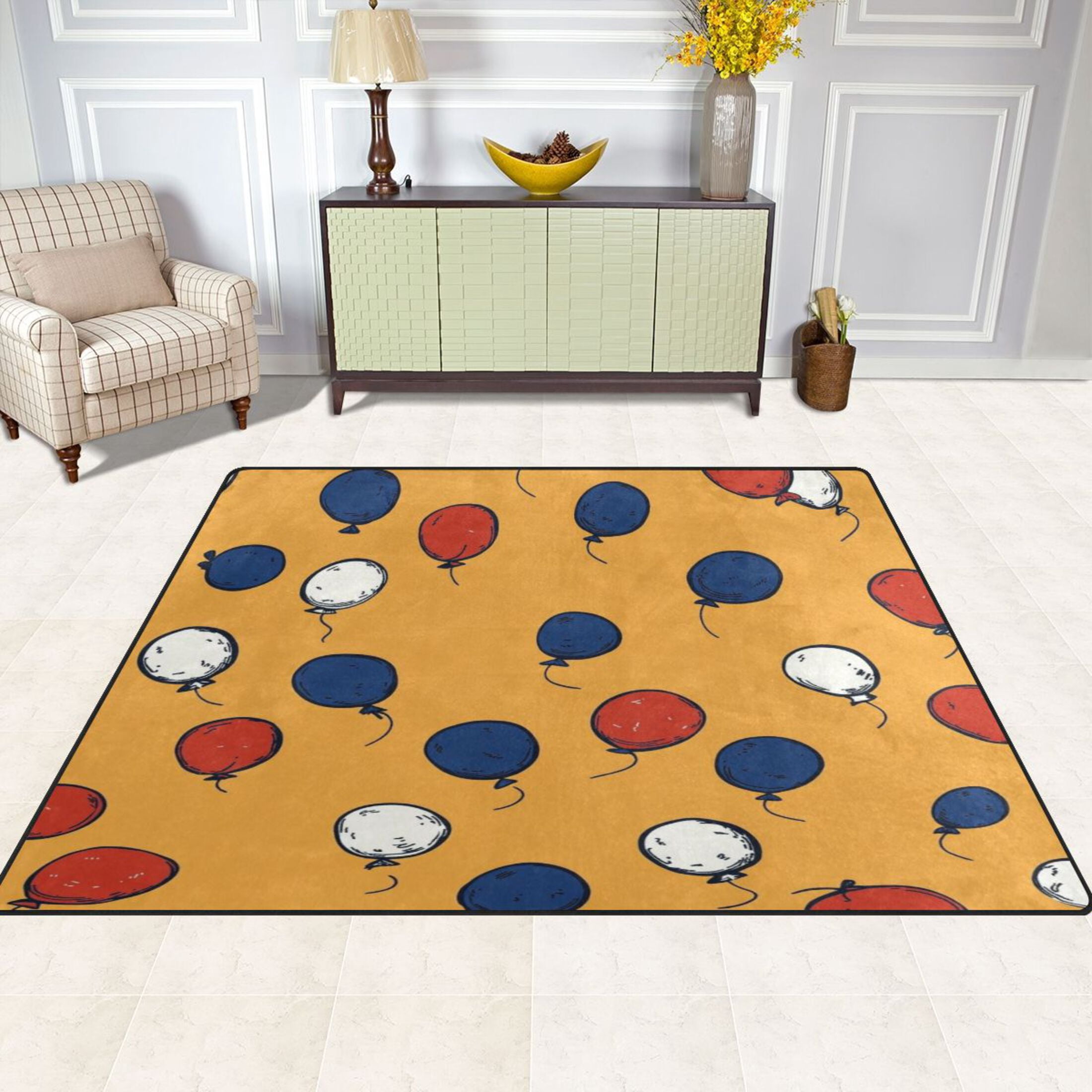Seamless Balloon Pattern 80''x58'' Extra Large Plush Memory Foam Rug ...
