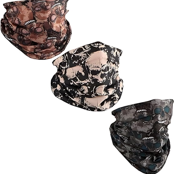 Motique Accessories Seamless Bandana Tube Face Scarf - Skulls (3 pack)