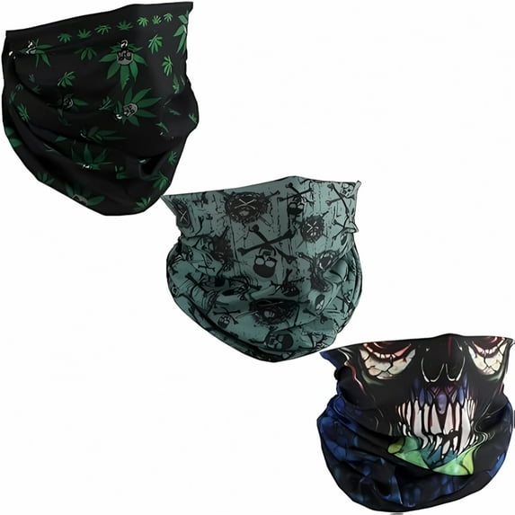 Motique Accessories Seamless Bandana Tube Face Scarf - Skull Snakeskin (3 pack)