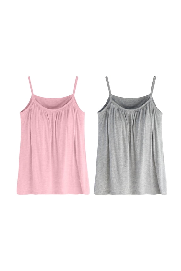 Seamless Bandeau Bra Top - Built-in Shelf Bra Camisole, Comfortable Wirefree Design (2-Pack) | Hontri | Women's Plus Size Soft Tank Top with Bra Sleeveless Comfort Yoga (I | 5XL)