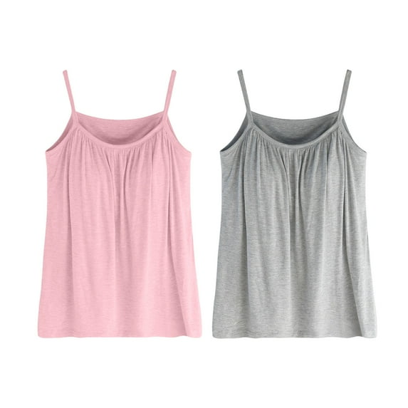 Seamless Bandeau Bra Top - Built-in Shelf Bra Camisole, Comfortable Wirefree Design (2-Pack) | Hontri | Women's Plus Size Soft Tank Top with Bra Sleeveless Comfort Yoga (I | XL)