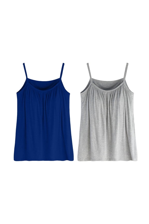 Seamless Bandeau Bra Top - Built-in Shelf Bra Camisole, Comfortable Wirefree Design (2-Pack) | Hontri | Women's Plus Size Soft Tank Top with Bra Sleeveless Comfort Yoga (L | M)