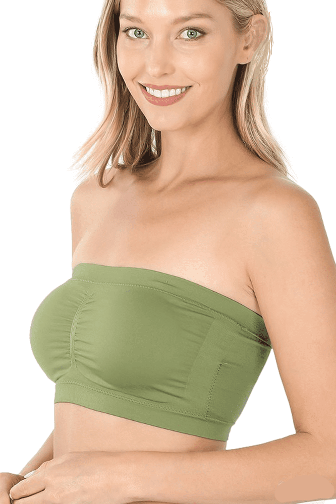 Seamless Bandeau Bra Tube Top Removable Pads (One Size, Teal), One