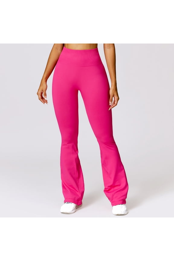 Seamless Bell Bottomed Fitness Yoga Pants Ribbed High Waist Push Up Sport Leggings Women Gym Workout Tights Running Flared Pants