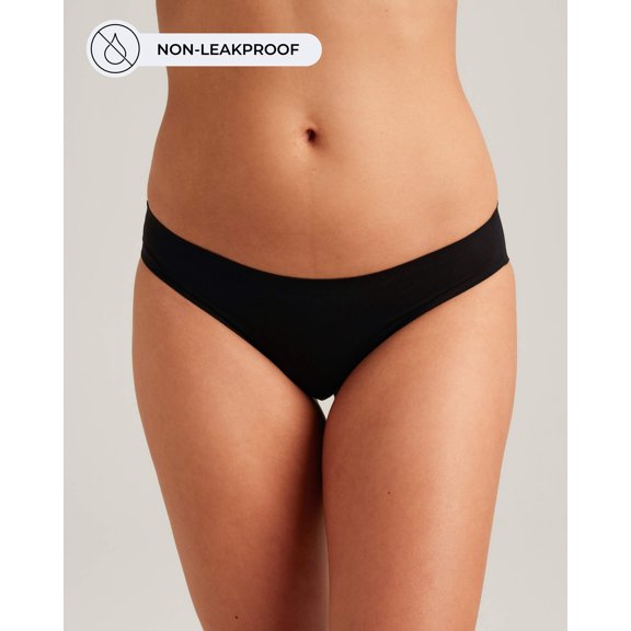 Saalt Women's Seamless, Non-Leakproof Panties Bikini, Black