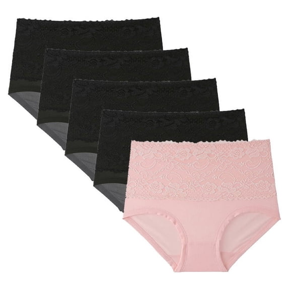 Seamless Bikini Underwear for Women Lady Underwear, 5PC Women Lace High Waisted Body Shaper Shorts Shapewear Panties